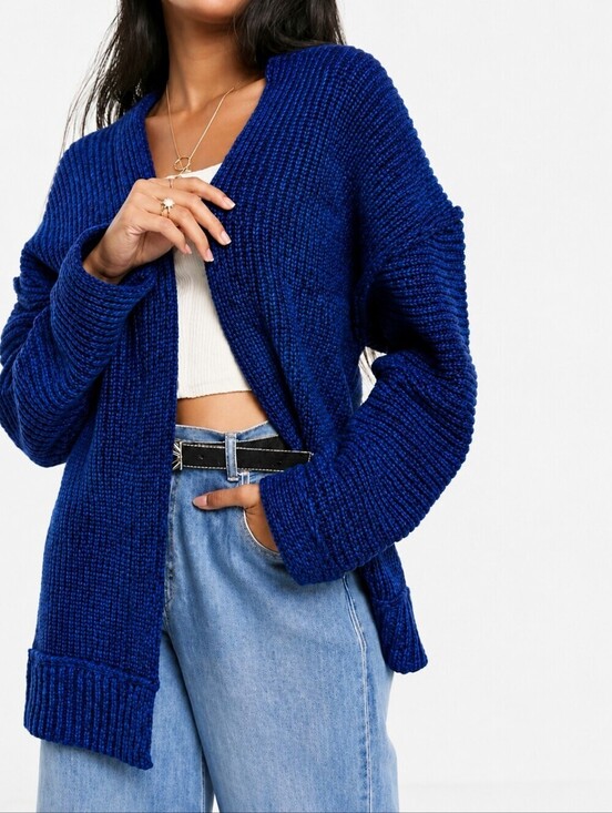Free People Sweaters - Free People (155$) | Chunky Open-Front 'High Hopes' Blue Cardigan, Size XS